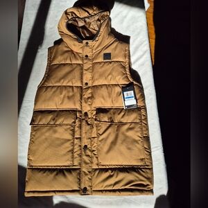 Under Armour Boy's Brown Hooded Puffer Vest Size Youth XL
